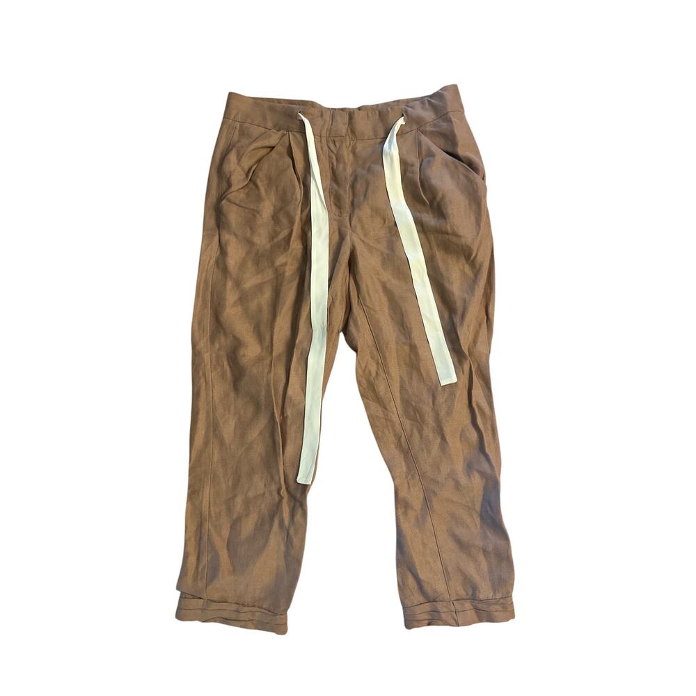 Women 4 Aritzia Wilfred 50779 Linen Allant Pants High Rise Cropped Cuffed Ankle